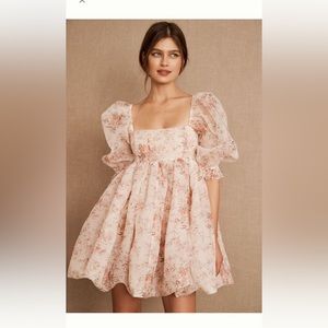 Selkie Puff Short-Sleeve Bubble Floral Mini Dress - Bridal!